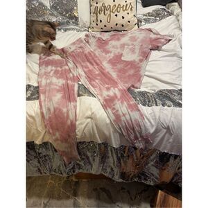Small(S)Lates by Kate  intimates tie dye pajama lounge set crewneck joggers Pjs